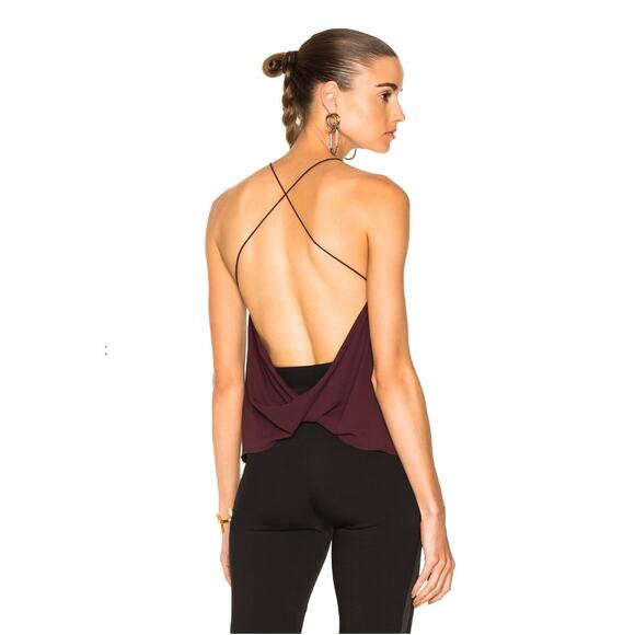 Dion Lee Tops - DION LEE Velvet Silk Fine Line Cami Top in Wine // M